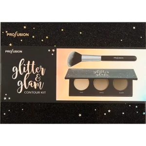 Profusion Cosmetics Glitter & Glam Contour Kit  Kомплект за контуриране  с огледало и четка