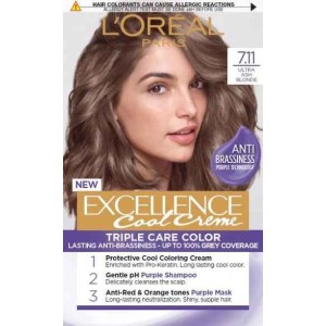 L'Oreal Paris Excellence Cool Creme Трайна боя за коса Nr. 7.11 Ултра пепеляво русо