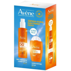 Avene SUN Комплект Слънцезащитен спрей SPF50+, 200ml и Слънцезащитен флуид SPF50+ , 50 ml