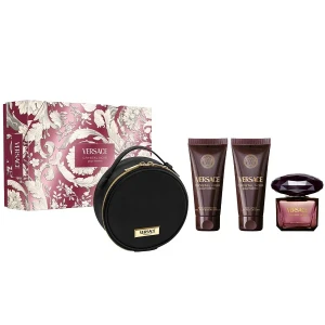 Versace  Crystal Noir Set ( 90 ml EDP + 100 ml Body lotion + 100 ml Shower gel + make up case )   Дамски подаръчен комплект