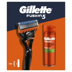 Gillette Fusion 5 Комплект Система за бръснене, 1 бр. с 1 ножче + Гел за Бръснене , 200 мл