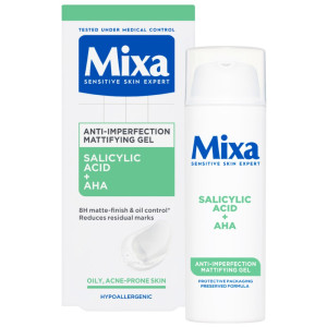 Mixa Salicylic Acid + AHA Anti-Imperfection Mattifying Gel Матиращ гел за лице против несъвършенства, 50ml