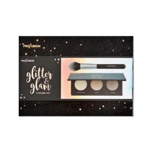 Profusion Cosmetics Glitter & Glam Strobe Kit    Kомплект за стробинг с огледало и четка
