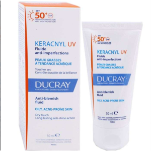 Ducray Keracnyl Fluid Face Слънцезащитен флуид против петна за лице с SPF 50,  50 ml