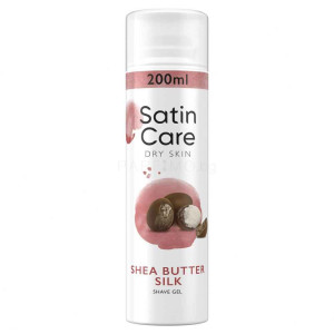 Gillette Satin Care Shea Butter Silk Shave Gel Хидратиращ гел за бръснене за суха кожа за жени, 200 ml