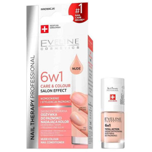 Eveline Cosmetics Nail Therapy Professional 6 in 1 Care & Color   Концентриран балсам за нокти с  цвят  Nude