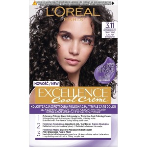 L'Oreal Paris Excellence Cool Creme Трайна боя за коса  Nr. 3.11 Ултра пепеляво тъмно кафяво