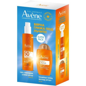 Avene SUN Комплект Слънцезащитен спрей SPF50+ , 200ml и Слънцезащитен тониран флуид SPF50+ , 50ml