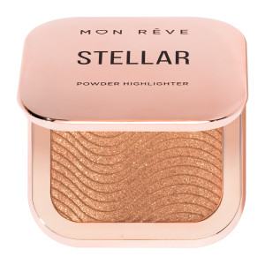 Mon Reve Stellar  Powder Highlighter 02 ( Golden sand )  Прахообразен хайлайтър за незабавен блясък - 8 ml