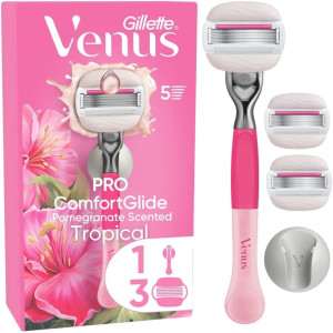 Gillette Venus Pro ComfortGlide Tropical Дамска самобръсначка с аромат на нар и 3 резервни ножчета