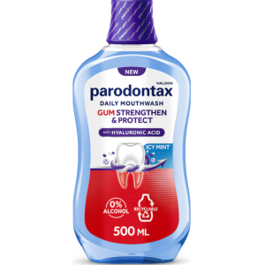 Parodontax Gum Stregthen & Protect Icy Mint Mouthwash Ежедневна вода за уста за дългосрочна защита на венците,500ml