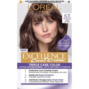 L'Oreal Paris Excellence Cool Creme Трайна боя за коса Nr. 6.11 Ултра пепеляво тъмно русо