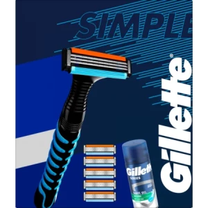 Gillette SIMPLE самобръсначка+Резервни остриета 5 бр.+гел за бръснене 75 мл.