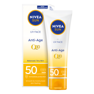 Nivea Sun Q10 Anti-Age Слънцезащитен крем за лице против бръчки SPF50, 50ml