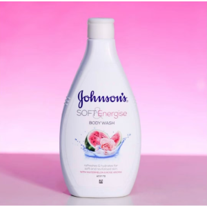 Johnson's Soft & Energise Body Wash Ободряващ душ-гел с аромата си на диня и роза, 400ml