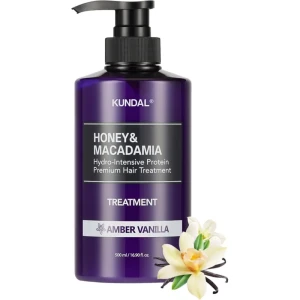KUNDAL Honey & Macadamia Conditioner Amber Vanilla Балсам за коса с аромат на ванилия за здрава и еластична коса, 500ml