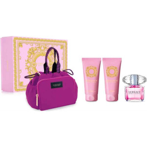 Versace Bright Crystal  Set ( 90 ml EDT + 100 ml Body lotion + 100 ml Shower gel + Bag )     Дамски  подаръчен комплект