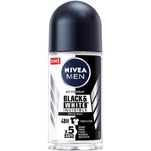 Nivea Black & White Invisible  Рол-он против изпотяване "Невидим за черно и бяло" за мъже, 50ml