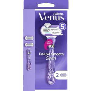 Gillette Venus Deluxe Smooth Swirl Дамска самобръсначка с 2 сменяеми приставки, 5 резеца