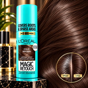 L'Oreal Paris Magic Retouch Spray Cold Brown Спрей за покритие на бели корени - Студено кафяво , 75ml