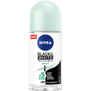 Nivea Invisible Fresh Дезодорант рол-он против изпотяване Невидима защита за черно и бяло, 50ml