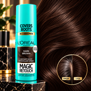 L'Oreal Paris Magic Retouch Spray Dark Brown Спрей за покритие на бели корени - Тъмно кафяв , 75ml