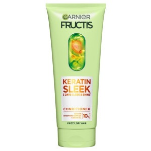 Garnier Fructis Keratin Sleek Conditioner Балсам за коса с кератин за непокорна и суха коса, за мекота и блясък, 200ml