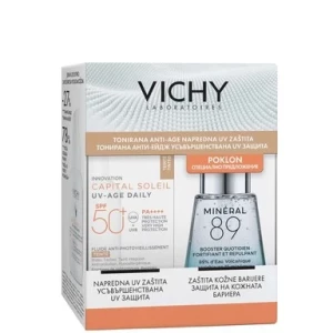 Vichy Capital Soleil Комплект оцветен флуид  против фотостареене, 40 мл. + Mineral 89 Бустер, 30 мл