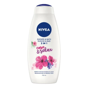 Nivea Care & Relax Нивеа душ гел и пяна за вана 2в1  аромат на хибискус- 750мл