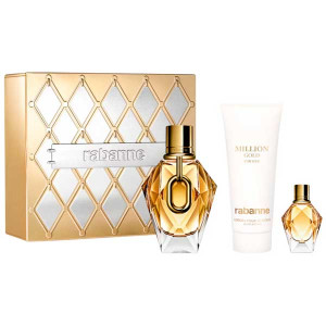 Paco Rabanne Million Gold For Her  Set ( 90 ml EDP + 100 ml Body lotion + 10 ml EDP )  Дамски подаръчен комплект