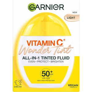 Garnier Vitamin CWonder Tint Fluid SPF50+ Light Оцветяващият флуид за изсветляване на кожата и намаляване на появата на тъмни петна, 40ml
