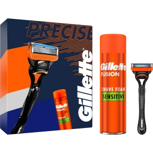 Gillette Комплект Fusion – Система с  с едно ножче, 1 бр. + Гел за бръснене, 200 ml, 1 бр.
