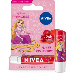 NIVEA Cranberry Lip Balm Балсам за устни с аромат на дива червена боровинка с фин червеникав блясък, 4,8g