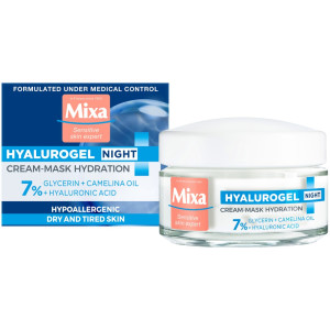 Mixa Hyalurogel Night Cream-Mask Хидратиращ нощен крем за изморена кожа, 50ml