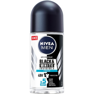 Nivea Black & White  Invisible Fresh  Рол-он против изпотяване без следи за мъже, 50ml