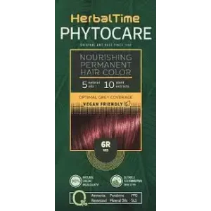 Herbal Time Phytocare Подхранваща трайна безамонячна боя за коса 6R Червен
