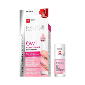 Eveline Cosmetics Nail Therapy Professional 6 in 1 Care & Color Концентриран балсам за нокти с цвят  Pinc