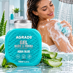 Agrado Aqua Blue Shower Gel & Bath Душ гел и пяна за вана с аромат на средиземноморски аромат, 750ml