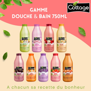 Cottage Shower  Raspberry Cream 97% Natural Натурален ароматен крем Душ гел за тяло , 750ml