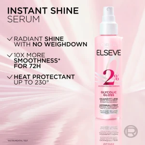 Elseve Glycolic Gloss Shine Glazing Leave-In Serum Серум за блясък с термозащита от серията , 150ml