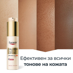 Eucerin® Hyaluron-Filler + Elasticity Ultra Leicht Tag SPF50  Дневният крем Ултралек дневен крем , анти-ейдж , 50ml