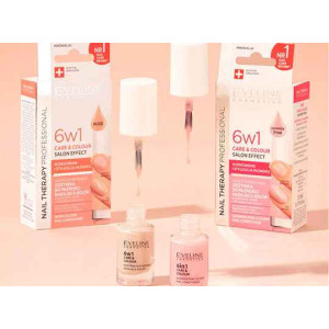 Eveline Cosmetics Nail Therapy Professional 6 in 1 Care & Color   Концентриран балсам за нокти с  цвят  Nude
