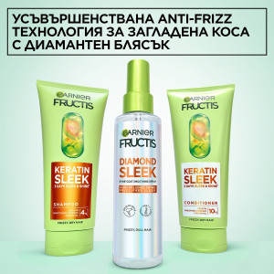 Garnier Fructis Keratin Sleek Шампоан за интензивно подхранване и изглаждане на косата, склонна към накъсване, 200ml