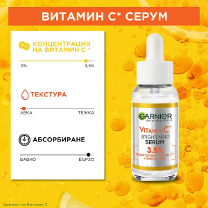 Garnier Vitamin C Brightening Serum Серум с витамин С за намаляване видимостта на пигментни петна​​​​​​​ - 30 ml