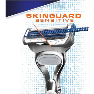 Gillette SkinGuard Pack Самобръсначка с 1 дръжка + 3 резервни ножтета + поставка