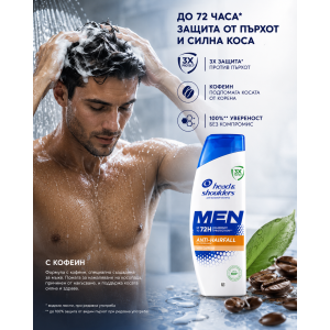 Head & Shoulders Men Anti-Hair Fall  Шампоан против пърхот и косопад за мъже с КОФЕИН , 330ml