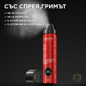 L'Oreal Paris Infallible 3-second Setting Mist Спрей за фиксиране на грим  до 36 часа, 75ml
