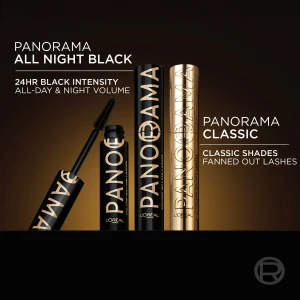 L'Oreal Paris Panorama All Night Black Mascara Спирала за обемни и дълги мигли, 9,9 ml