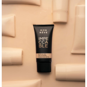 MON REVE Impeccable foundation  Матов фон дьо тен  с високо покритие и SPF 15  - 30 ml