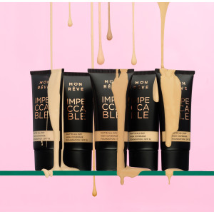 MON REVE Impeccable foundation  Матов фон дьо тен  с високо покритие и SPF 15  - 30 ml